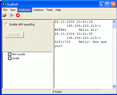 Screenshot of ICQ Snif